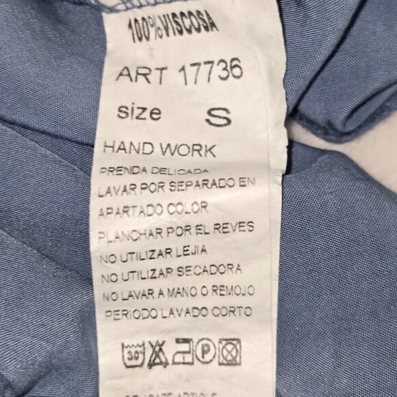 Y2K Almatrichi Blue Cold Shoulder Blouse Sequin Neckline Women’s Size S - Picture 6 of 13